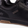 Skechers 210944/BLK CAVELL - SPARKMAN Mens Trainers Black close-up view highlighting waterproof label and faux leather upper.