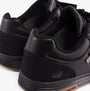 Skechers 210944/BLK CAVELL - SPARKMAN Mens Trainers Black close-up side view showcasing the faux leather upper and lace-up design.