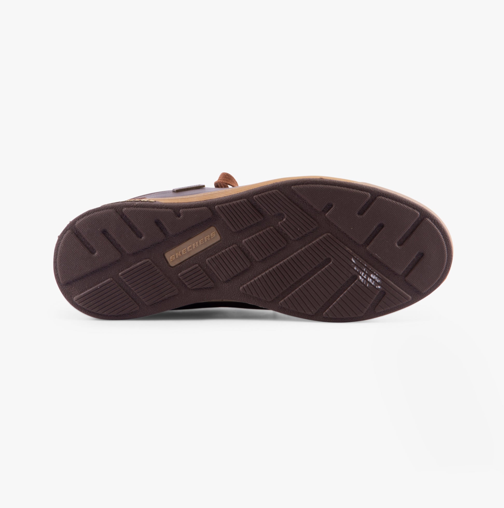 Bottom view of Skechers 210944/CHOC CAVELL - SPARKMAN Mens Trainers Chocolate outsole with detailed tread pattern.