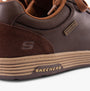 Skechers 210944/CHOC CAVELL - SPARKMAN Mens Trainers Chocolate detail view highlighting waterproof feature and branding.