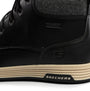 Skechers 210945/BLK CAVELL - ISAAC Mens Boots Black side view showing synthetic upper and rubber sole.