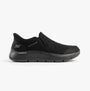 Skechers 216333/BBK GO WALK FLEX - OJAI Mens Trainers Black side view showing mesh upper and slip-on design.