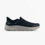 Skechers 216333/NVY GO WALK FLEX - OJAI Mens Trainers Navy side view with mesh upper and slip-on design.
