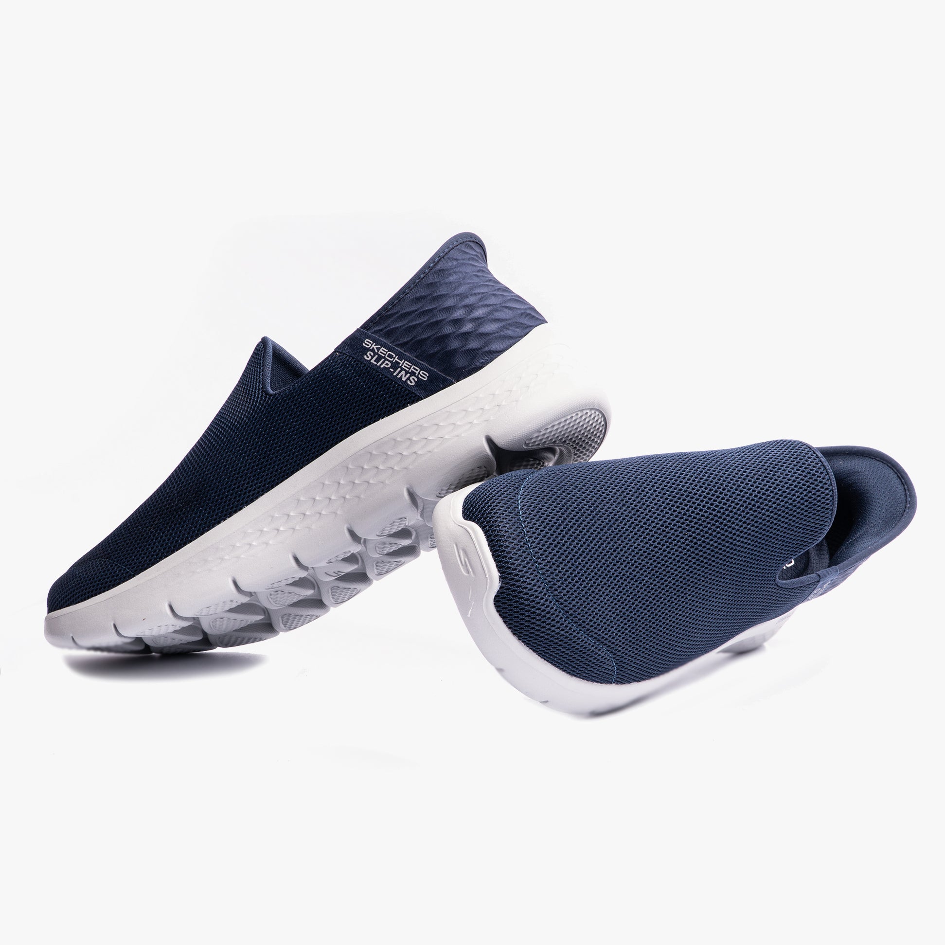 Skechers GO WALK FLEX NO HANDS Mens Trainers Navy