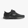 Skechers 216550/BBK GO WALK 7 - VALIN Mens Trainers Black side view with mesh upper and lace-up design.