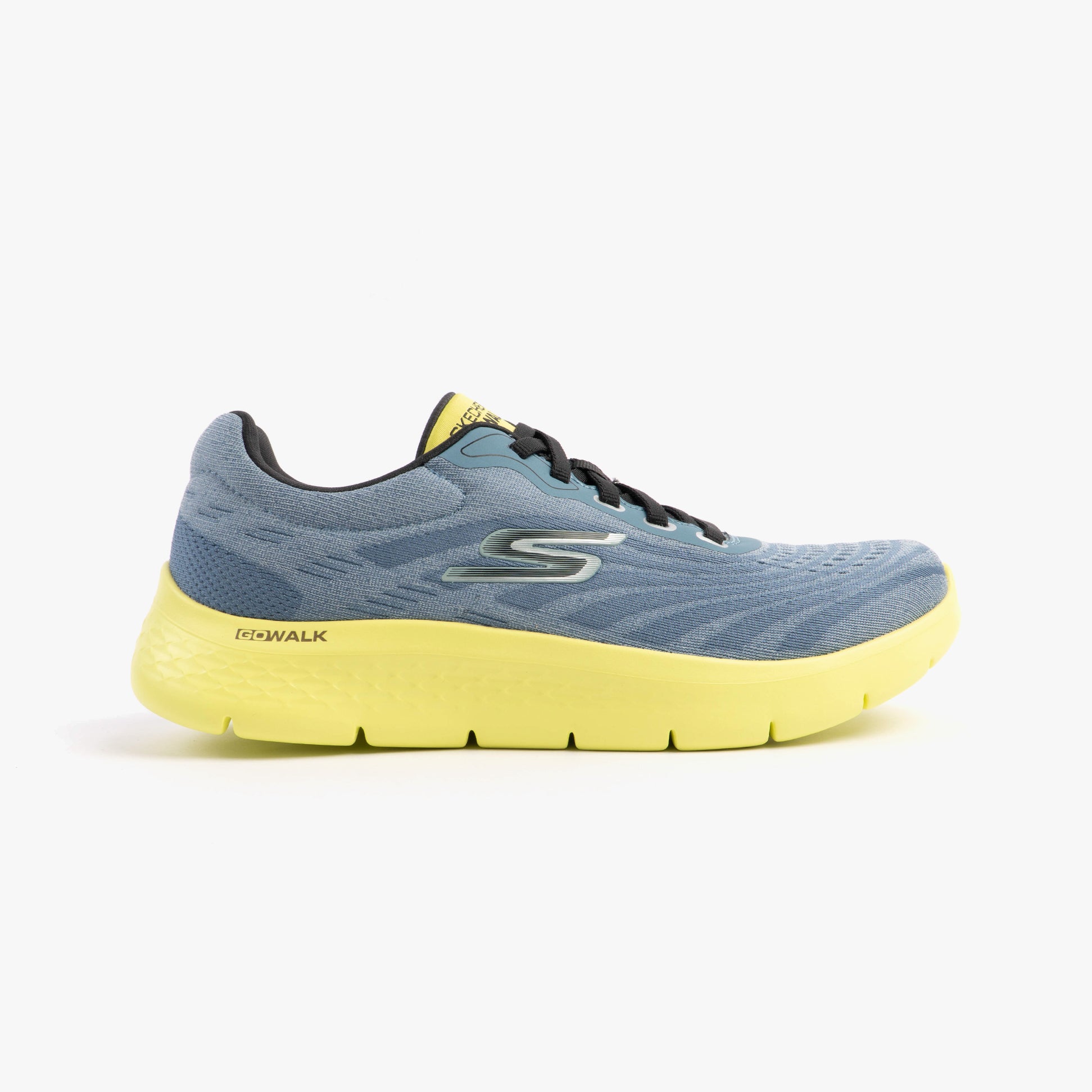 Skechers 216687/SLT GO WALK FLEX Mens Trainers Slate side view with mesh upper and rubber sole.