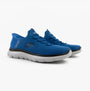 Skechers 232457/BLBK SUMMITS - HIGH RANGE Mens Trainers Blue/Black side view of trainers with blue mesh upper and rubber sole.