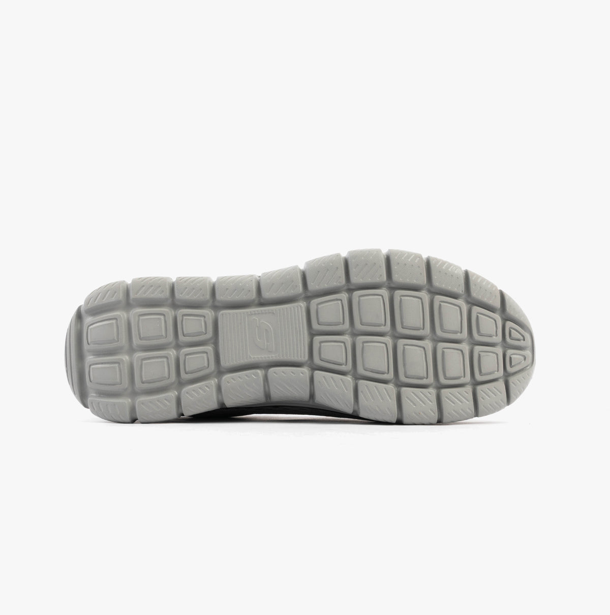 Skechers 232758/CCOR TRACK - LESHUR Mens Trainers Charcoal/Orange shoe sole view with rubber material and textured design.