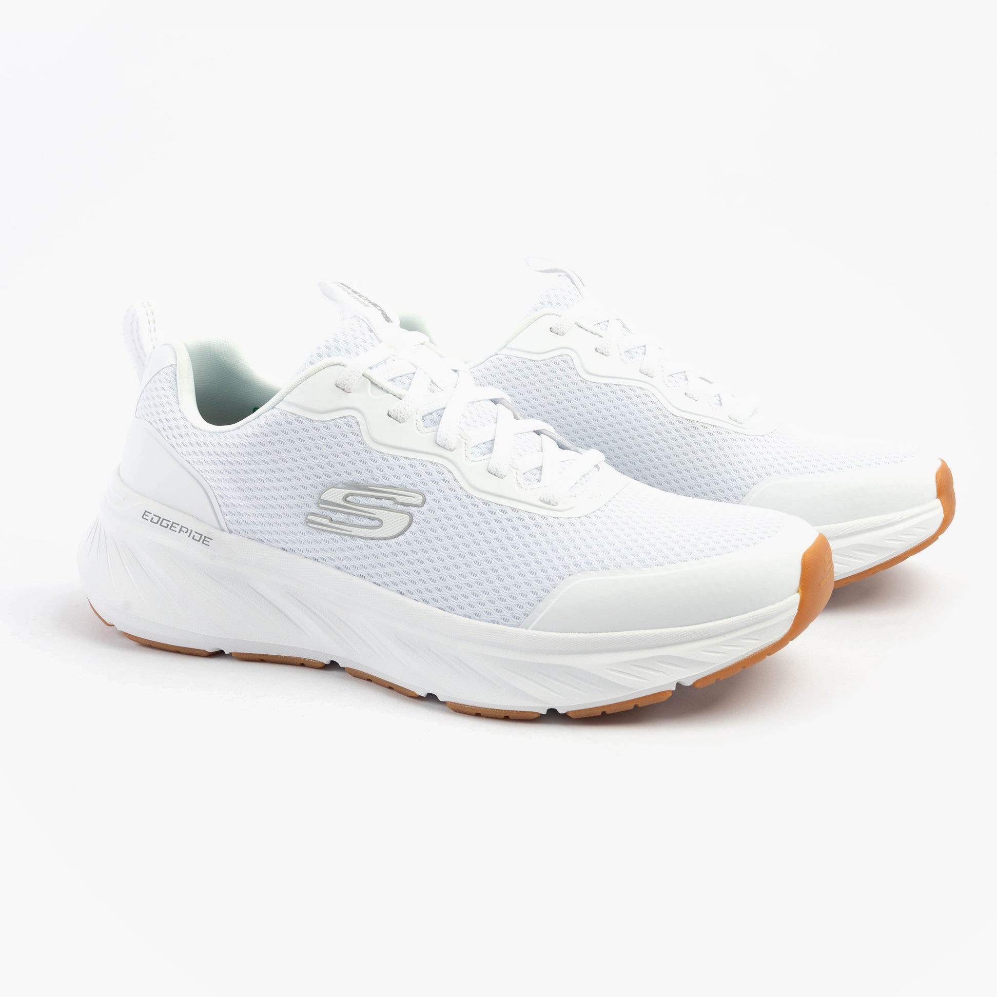 Skechers 232835/WHT EDGERIDE - REKZE Mens Trainers White side view showcasing synthetic upper and lace-up closure.