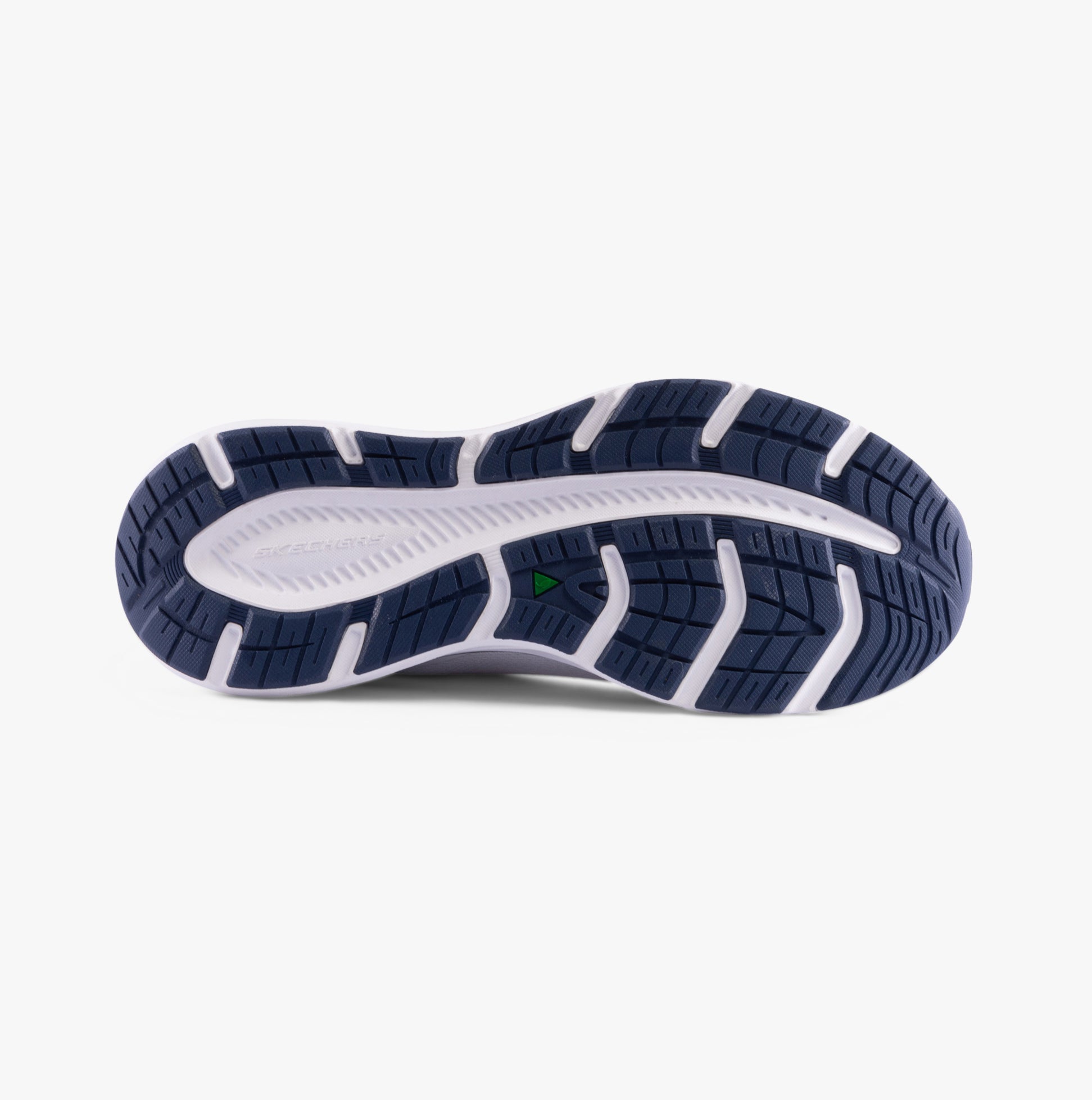 Skechers 232836/WNV EDGERIDE - EXXO Mens Trainers White/Navy sole view, showcasing rubber outsole design and traction.
