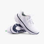 Skechers 232836/WNV EDGERIDE - EXXO Mens Trainers White/Navy side view, showcasing lace-up design and rubber sole.