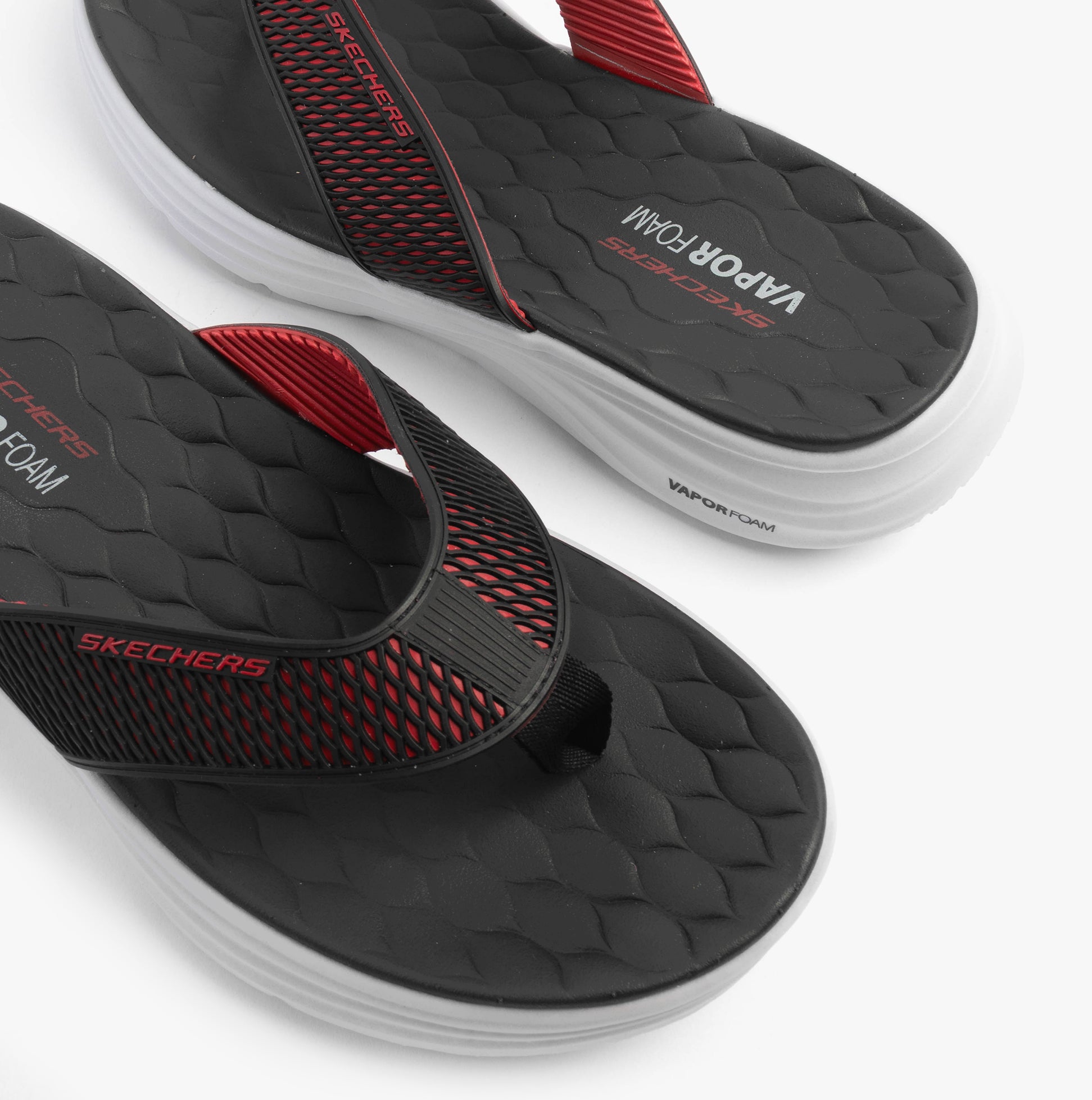 Skechers 232894/BKRD VAPOR FOAM SANDAL - SAYTO Mens Sandals Black/Red top view, showing design and materials.