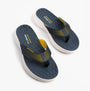 Skechers 232894/NVYL VAPOR FOAM SANDAL - SAYTO Mens Sandals Navy/Yellow top view showing the slip-on design and rubber sole.