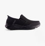 Skechers 232926/BBK EQUALIZER 5.0 - DRAYZE Mens Trainers Black side view showing breathable mesh upper and slip-on design.