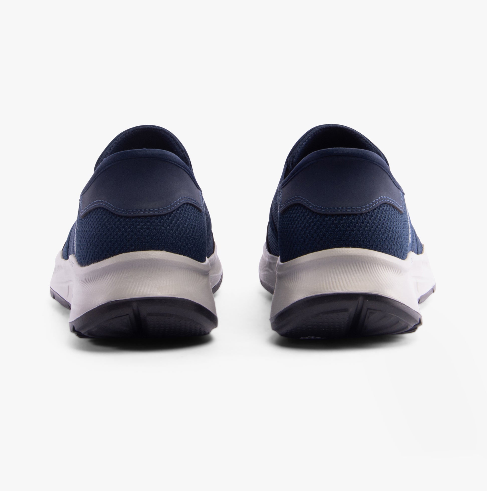 Skechers 232926/NVY EQUALIZER 5.0 - DRAYZE Mens Trainers Navy back view showcasing the slip-on design and breathable material.