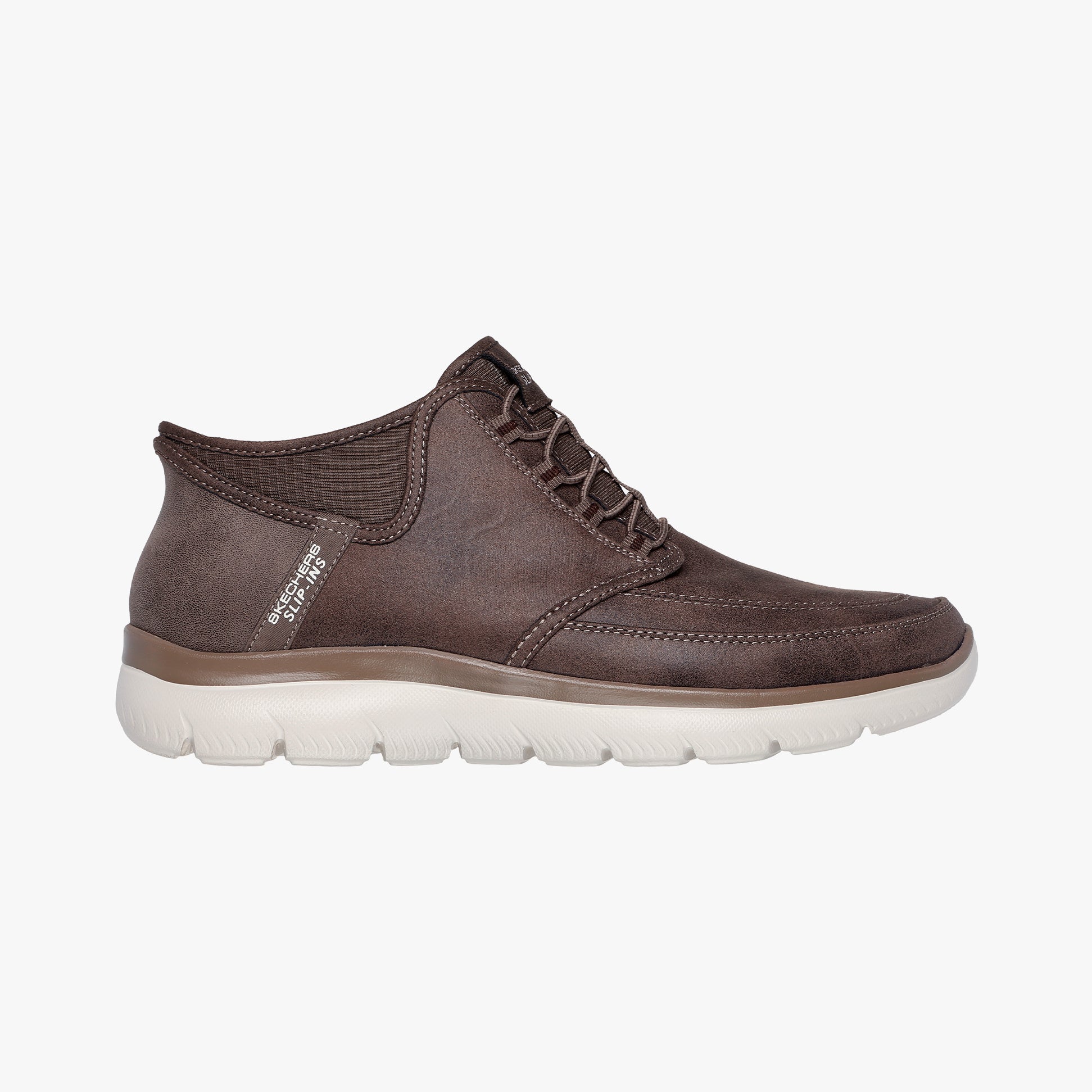 Skechers 232927/CHOC SUMMITS - SIEGUL Mens Shoes Chocolate, side view of casual ankle boots.