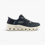 Skechers 232930/NVY GLIDE-STEP PRO Mens Trainers Navy/Grey side view with lace-up design and rubber sole.