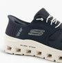 Skechers 232930/NVY GLIDE-STEP PRO Mens Trainers Navy/Grey side view showcasing breathable textile upper and lace-up design.