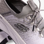 Skechers 232932/WGY EDGERIDE - RAYGO Mens Trainers White/Gray detail view showing upper textile material and lace-up closure.