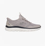 Skechers 233045/TPBK SUMMITS-TOP RATE Mens Trainers Taupe side view featuring breathable synthetic upper and slip-on design.