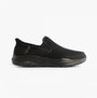 Skechers 233103/BBK EQUALIZER 6.0 - STOAVER Mens Trainers Black side view showing mesh upper and slip-on design.