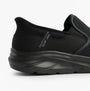 Skechers 233103/BBK EQUALIZER 6.0 - STOAVER Mens Trainers Black side view showcasing slip-on style and mesh upper.