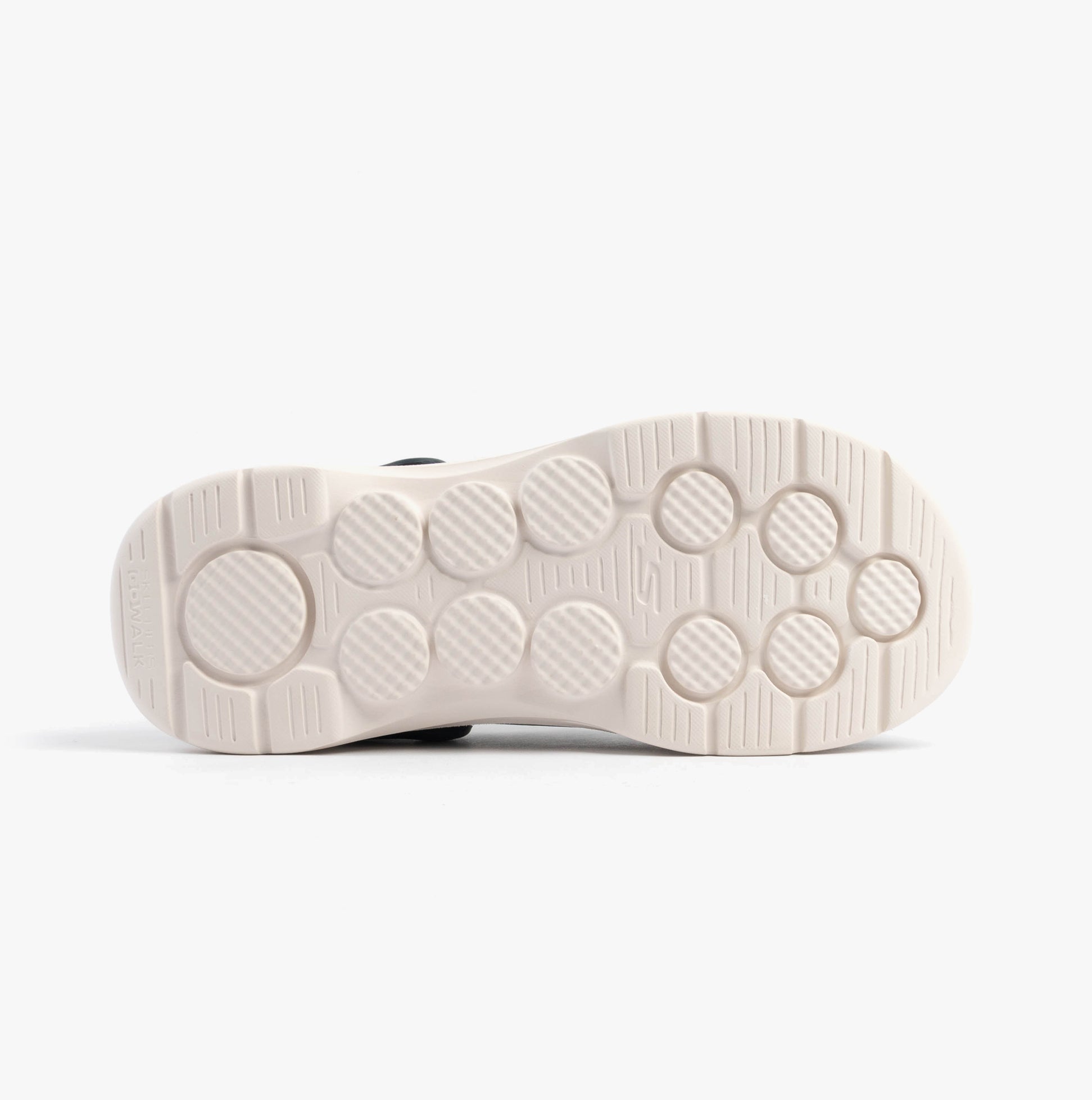 Skechers 243283/NVW GO WALK 7 FOAMIES - AMBITION Mens Sandals Navy/White sole view showcasing detailed tread pattern.