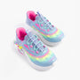 Skechers 302296L/LVMT UNICORN DREAMS - STARRY LITE Girls Trainers Lavender Multi top view showing vibrant colors and bungee stretch laces.