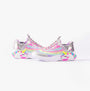 Skechers 302296L/SMLT UNICORN DREAMS - STARRY LITE Girls Trainers Silver Multi side view with rainbow unicorn details.