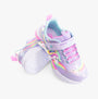Skechers 302298-L/N-UNICORN CHASER Girls Trainers Lavender/Multi top view with vibrant colors and sparkles.