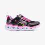 Skechers 302689L/BKMT HEART LIGHTS - RETRO HEARTS Girls Trainers Black/Multi side view showcasing light-up features and stylish design.