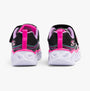 Skechers 302689L/BKMT HEART LIGHTS - RETRO HEARTS Girls Trainers Black/Multi rear view with pink accents and low-top design.