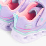 Skechers 302689L/LVMT HEART LIGHTS - RETRO HEARTS Girls Trainers Lavender/Multi rear detail view with light-up feature.