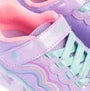 Skechers 302689L/LVMT HEART LIGHTS - RETRO HEARTS Girls Trainers Lavender/Multi close-up view of the shoe detailing.