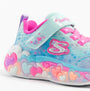 Skechers 302696N/LBMT S-LIGHTS: ETERNAL HEART LIGHTS Girls Trainers Light Blue/Multi side view showcasing heart details.