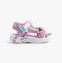 Skechers 303107N/LVMT UNICORN DREAMS SANDAL - DREAMY Girls Sandals Lavender Multi side view with colorful design.