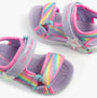 Skechers 303107L/LVMT UNICORN DREAMS SANDAL - DREAMY Girls Sandals Lavender Multi top view showing colorful design and adjustable straps.