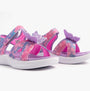 Skechers 303109L/LVMT JUMPSTERS - BUTTERFLY BRIGHTS Girls Sandals Lavender/Multi side view showing pink and lavender design.