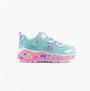 Skechers 303158N/TQMT PLAY SCENE - FUN SQUAD Girls Trainers Turquoise Multi side view with colorful design.