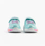 Skechers 303158N/TQMT PLAY SCENE - FUN SQUAD Girls Trainers Turquoise Multi front view with velcro strap.