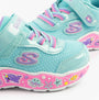 Skechers 303158N/TQMT PLAY SCENE - FUN SQUAD Girls Trainers Turquoise Multi side view showing details and playful design.