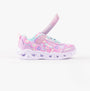 Skechers 303257L/LVMT HEART LIGHTS - BOOGIE LOVE Girls Trainers Lavender Multi side view with lace-up closure and light-up sole.