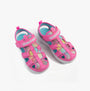 Skechers 303276L/HPMT FLEX SPLASH - DAYLIGHT SHIMMER Girls Sandals Hot Pink /Multi top view with vibrant colors and touch fasten straps