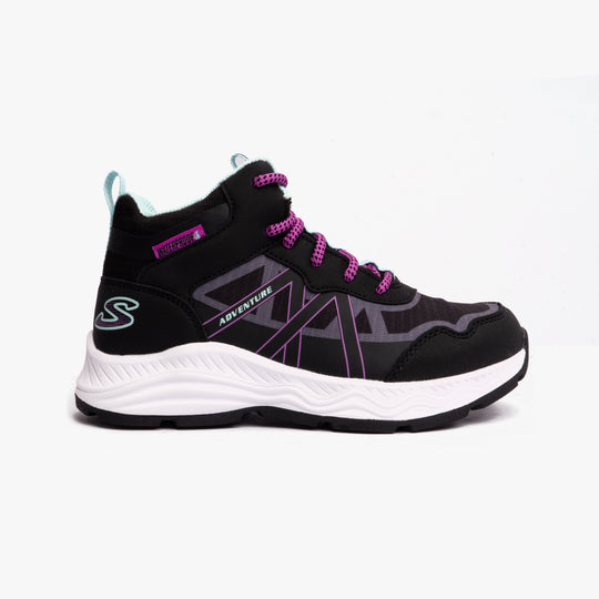 Skechers ADVENTURE BLITZ FUN PURSUIT Girls Trainers Black/Aqua