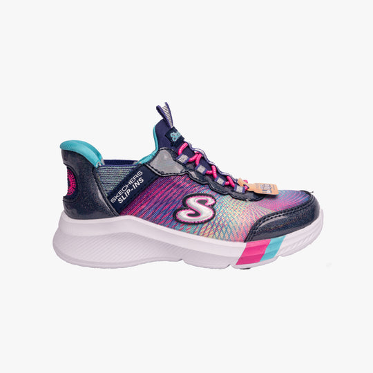 Skechers DREAMY LITES COLORFUL PRISM Girls Trainers Navy/Multi