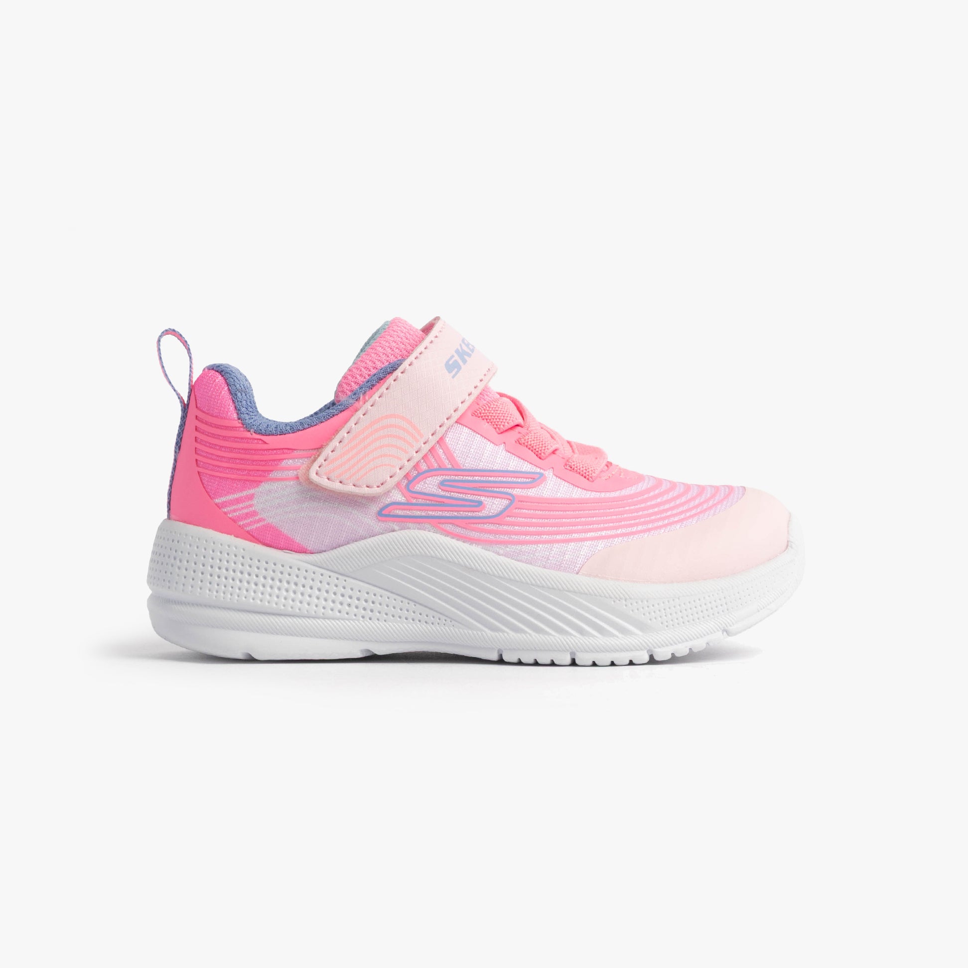 Skechers 303575N/LTPL MICROSPEC ADVANCE Girls Trainers Light Pink side view featuring casual synthetic upper and rubber sole.