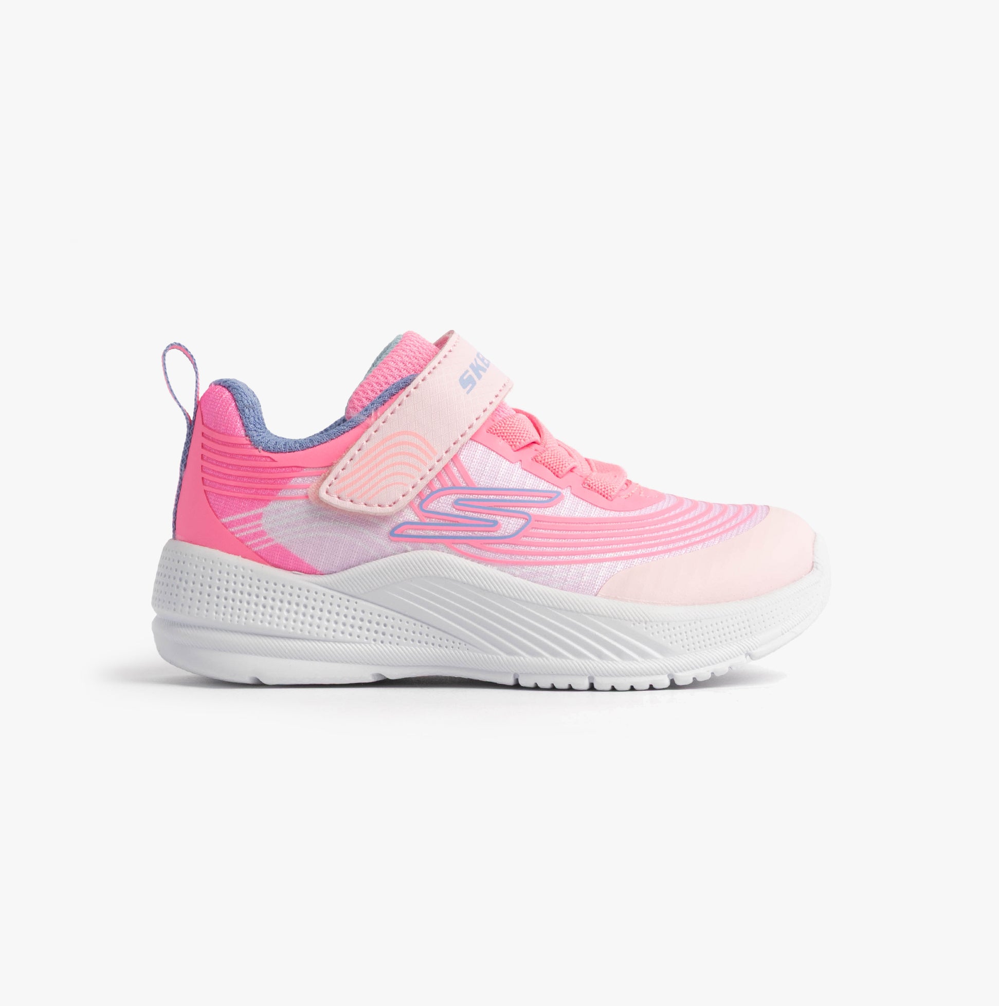 Skechers 303575N/LTPL MICROSPEC ADVANCE Girls Trainers Light Pink side view featuring casual synthetic upper and rubber sole.