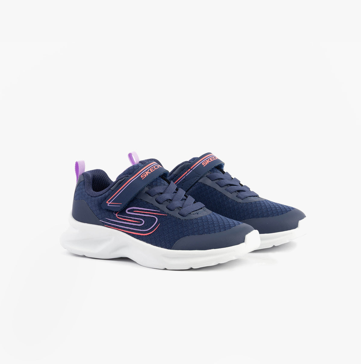 Skechers 303577L/NVLV DYNAMATIC - NONSTOP SPEED Girls Trainers Blue side view showcasing casual style and lightweight design.