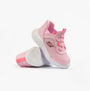 Skechers 303585N/LTPK BOUNDER - SIMPLE CUTE Girls Trainers Light Pink side view showcasing bungee stretch laces and rubber sole.