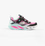 Skechers 303712L/BKMT COSMIC GLOW Girls Trainers Black Multi side view showcasing vibrant colors and light-up features.